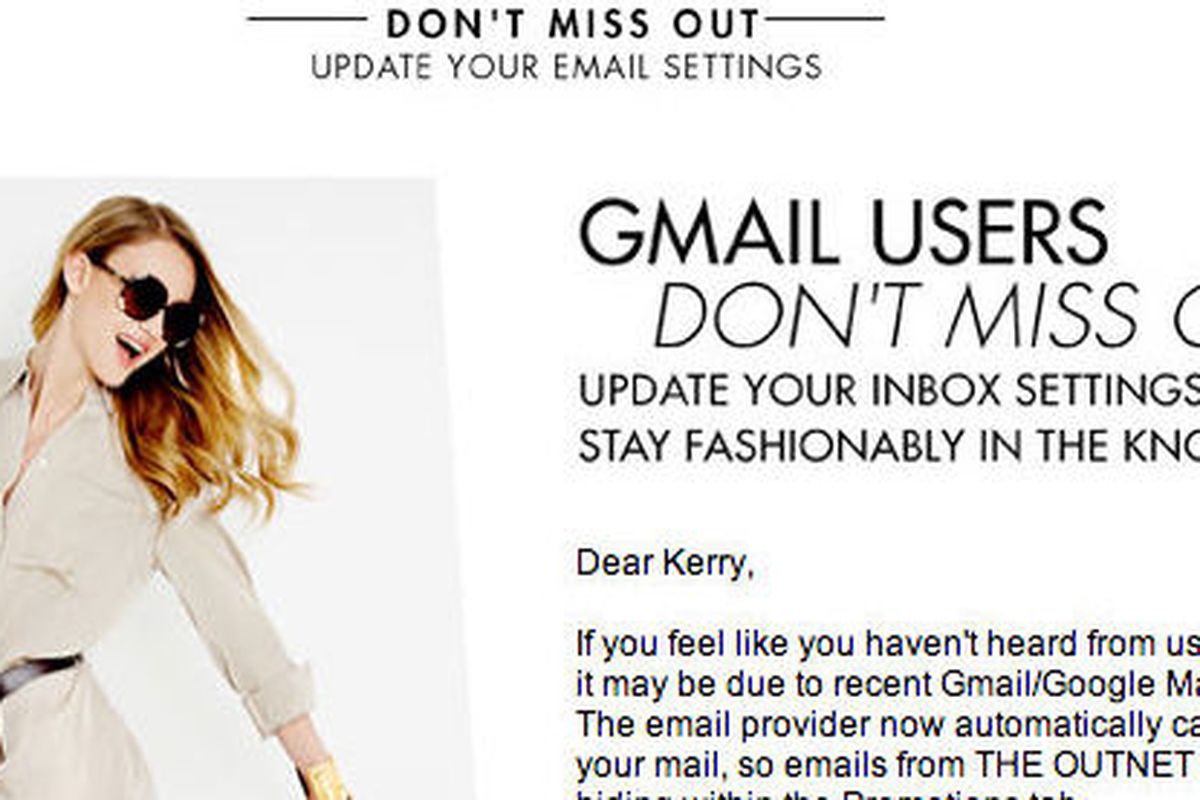 The Outnet sent this email to customers earlier this week