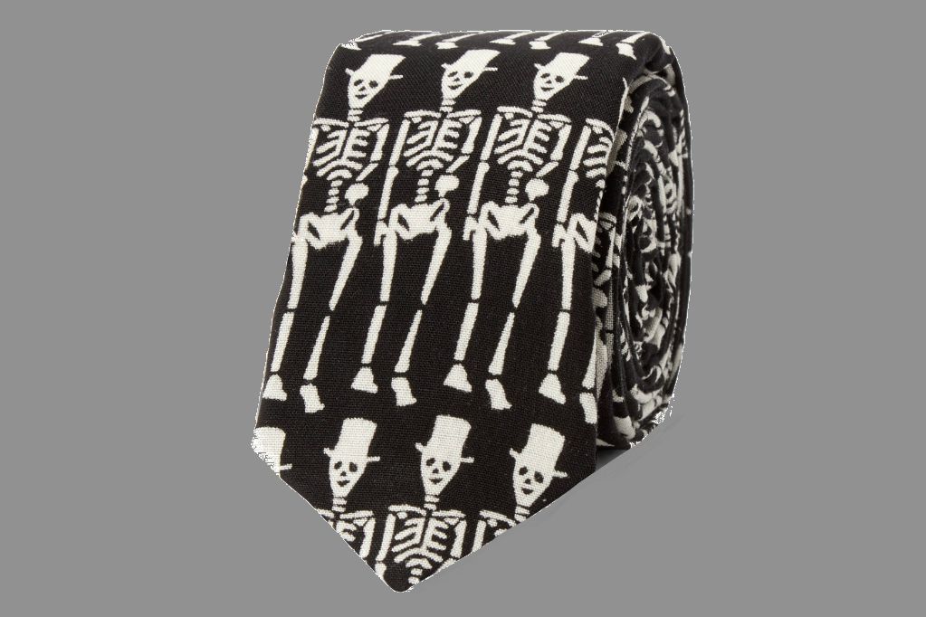 Sain Laurent Skeleton-Print Tie