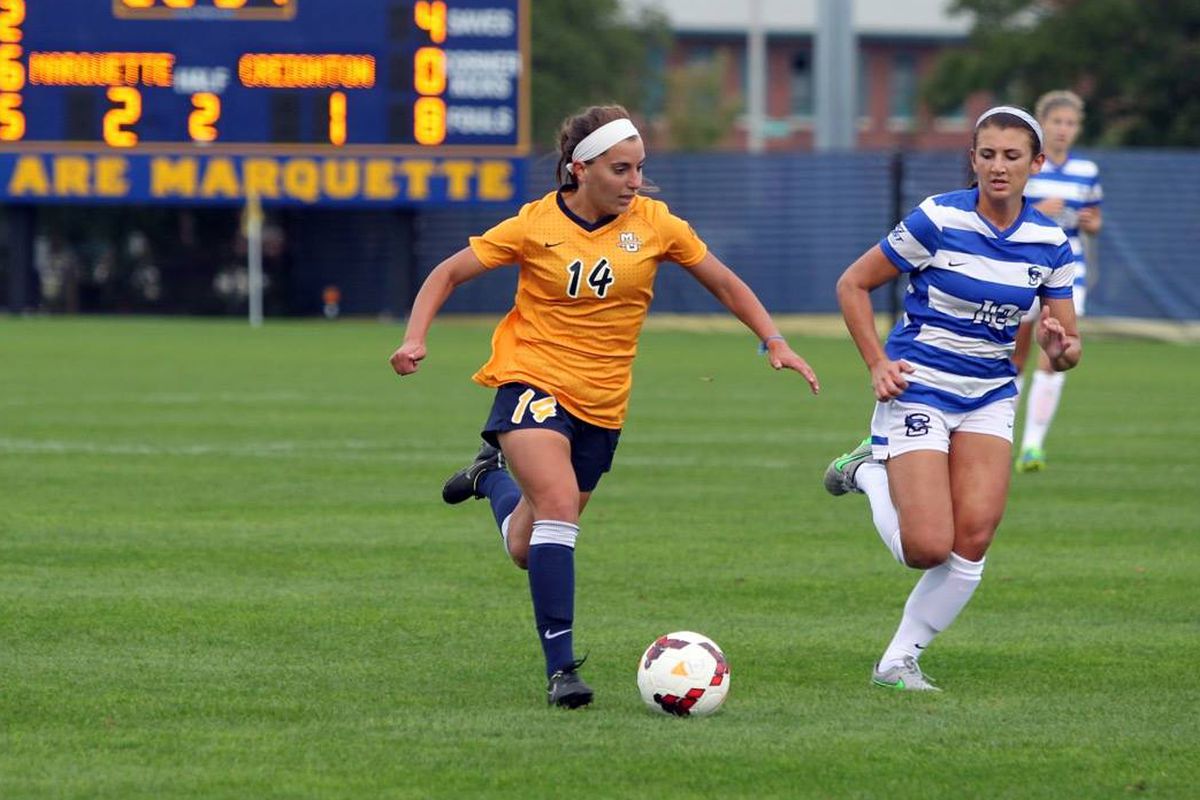 Freshman Jamie Kutey drew the foul that gave MU a PK and also chipped in an assist against Creighton.