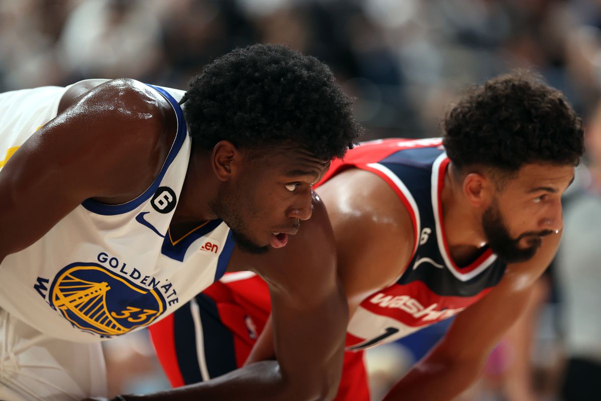 James Wiseman #33 of the Golden State Warriors looks on against the Washington Wizards as part of the 2022 NBA Japan Games on September 30, 2022 at Saitama Super Arena in Saitama, Japan. 