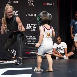 Holly Holm has fun with fans at UFC 225 open workouts.