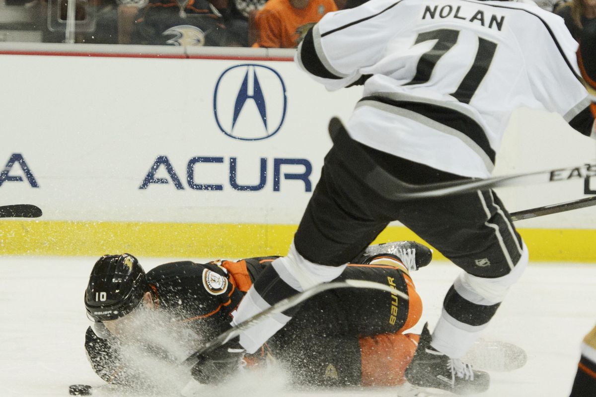 Nolan solidified his roster spot with this spray of Corey Perry.
