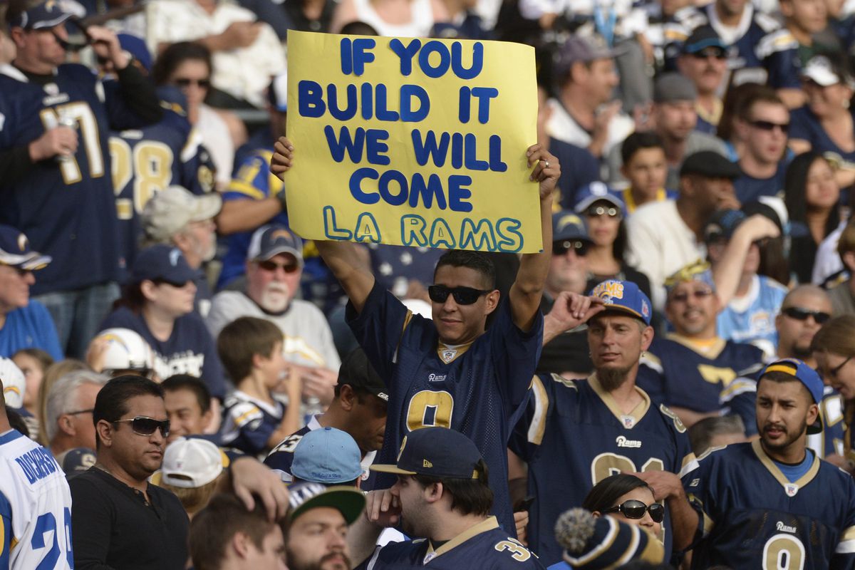 An eager, and forward-thinking, Rams fan lets his hope be known, Costner style.