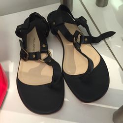 Black flat sandals, $80