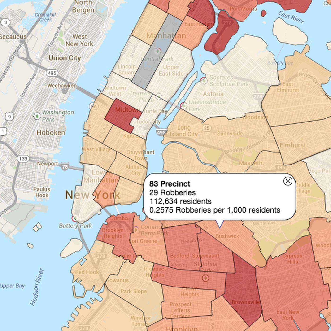 New York Police Department Unveils Interactive Map Of Major Crimes