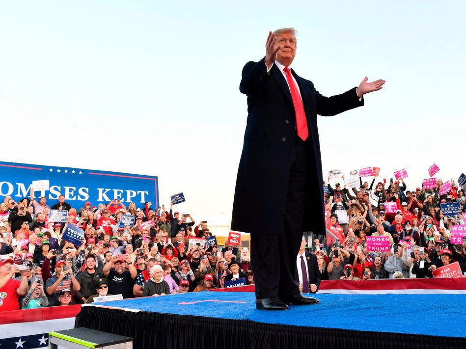 President Donald Trump arrives to speak during an election rally in Murphysboro, Illinois on October 27, 2018. | Nicholas Kamm/Getty Images
