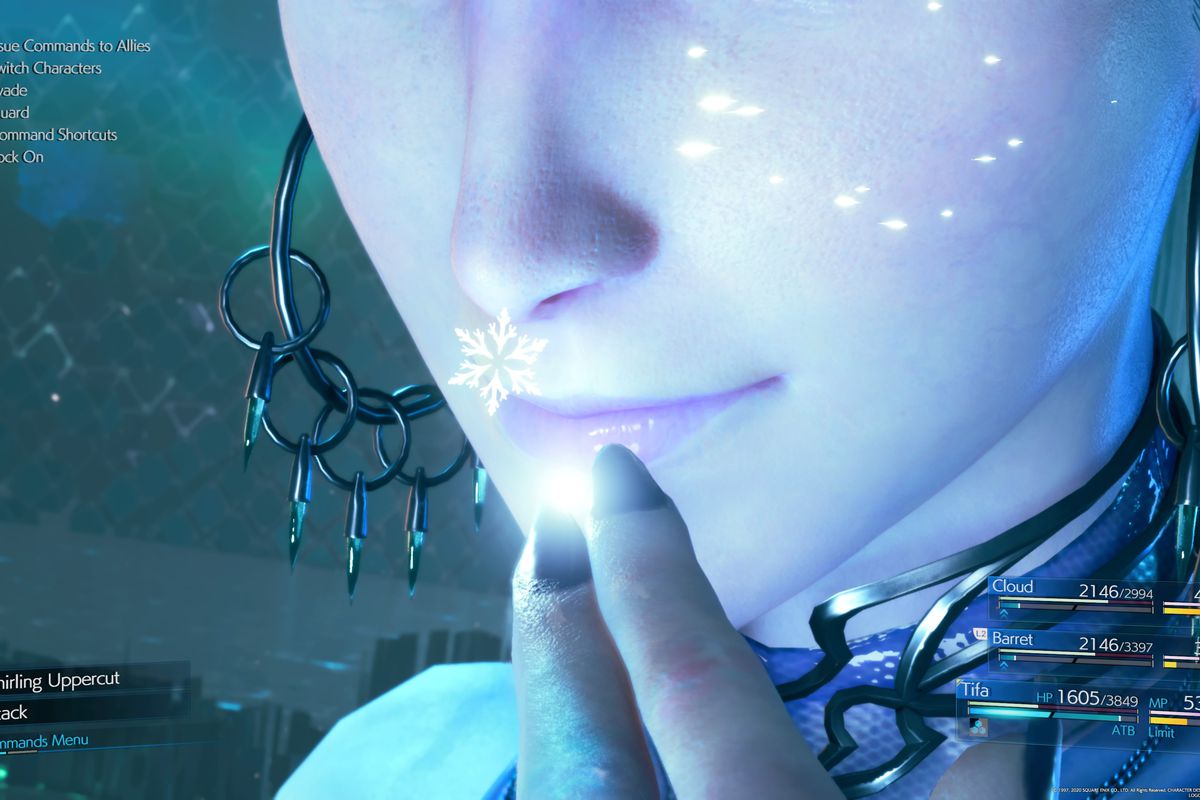 A close up of Shiva from the Final Fantasy 7 Remake