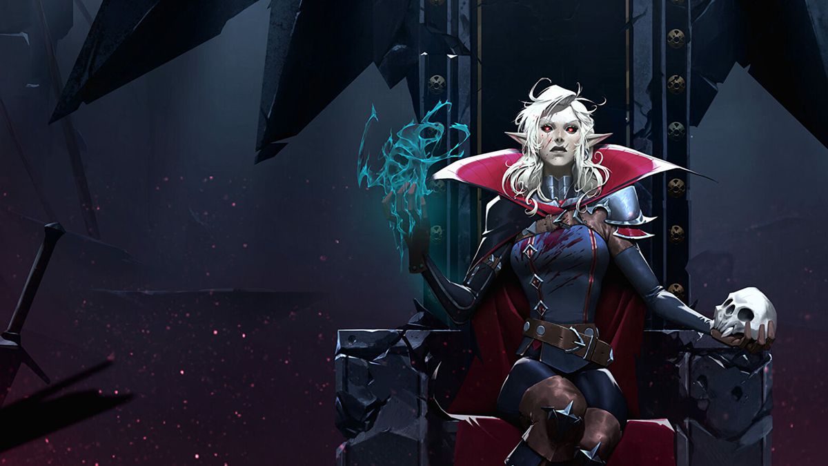 A vampire sits on her castle’s throne in V Rising