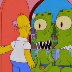 Homer mistakes Kang and Kodos for Mormon missionaries in an episode of "The Simpsons."