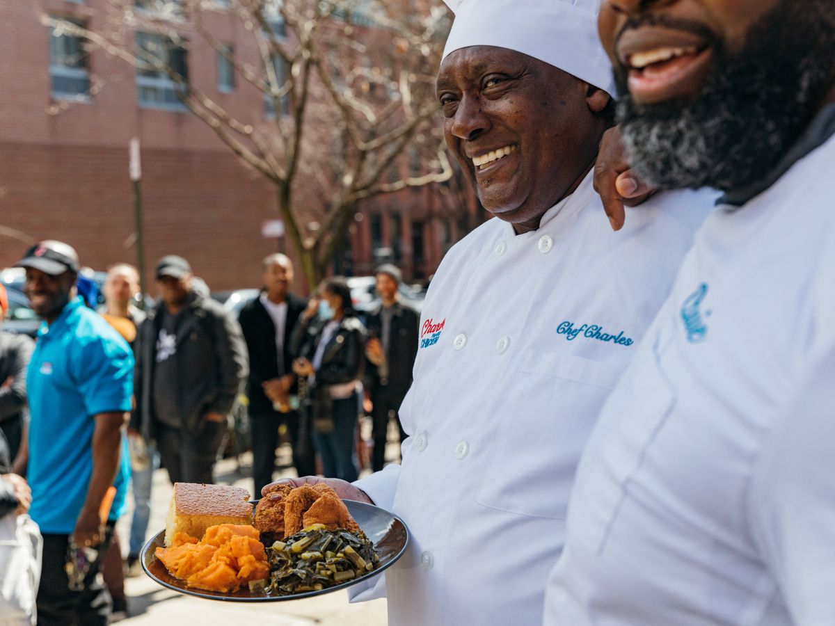 Chef Charles Gabriel and COO, Quie Slobert at the newly opened Charles Pan-Fried Chicken in Harlem.