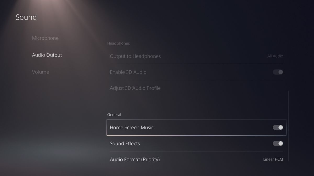 The Menu Music option for the PlayStation 5