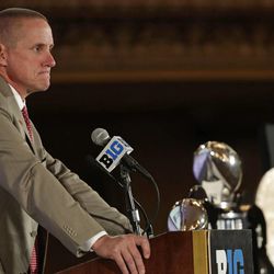 Wisconsin head football coach Gary Andersen speaks duringa news conference at the Big Ten conference football media day Wednesday, July 24, 2013, in Chicago. (AP Photo/M. Spencer Green)