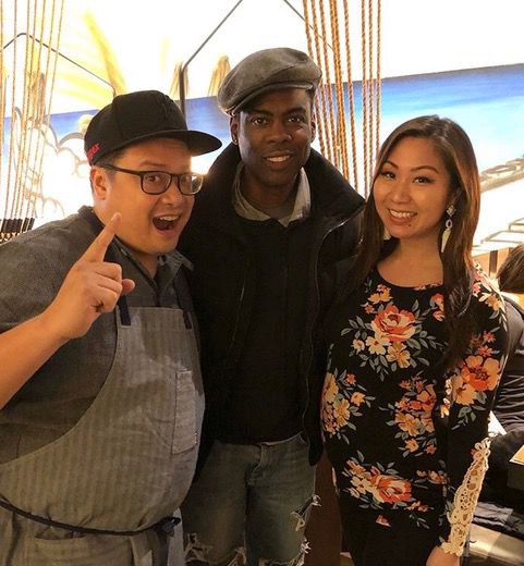 Chris Rock with chef Dale Talde and his wife Agnes