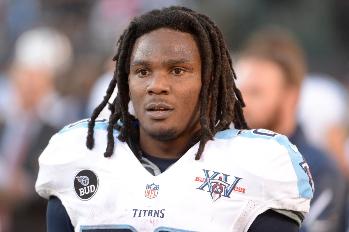 Nov 24, 2013; Oakland, CA, USA; Tennessee Titans running back Chris Johnson (28) during the game against the Oakland Raiders at O.co Coliseum. The Titans defeated the Raiders 23-19. Mandatory Credit: Kirby Lee