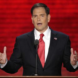 FILE - In this Aug. 30, 2012, file photo, Florida Sen. Marco Rubio addresses the Republican National Convention in Tampa, Fla. 