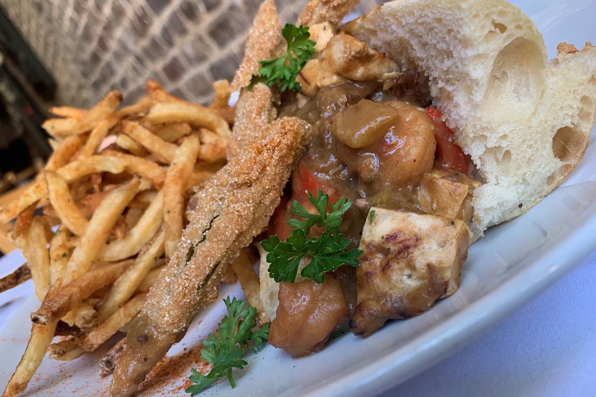 A po’ boy sandwich from chef Sandra Batiste, future owner of Bayou Scratch Kitchen at the Gramercy.
