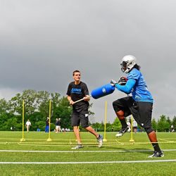 Detroit Lions running back Joique Bell (35) during minicamp at Lions training facility.