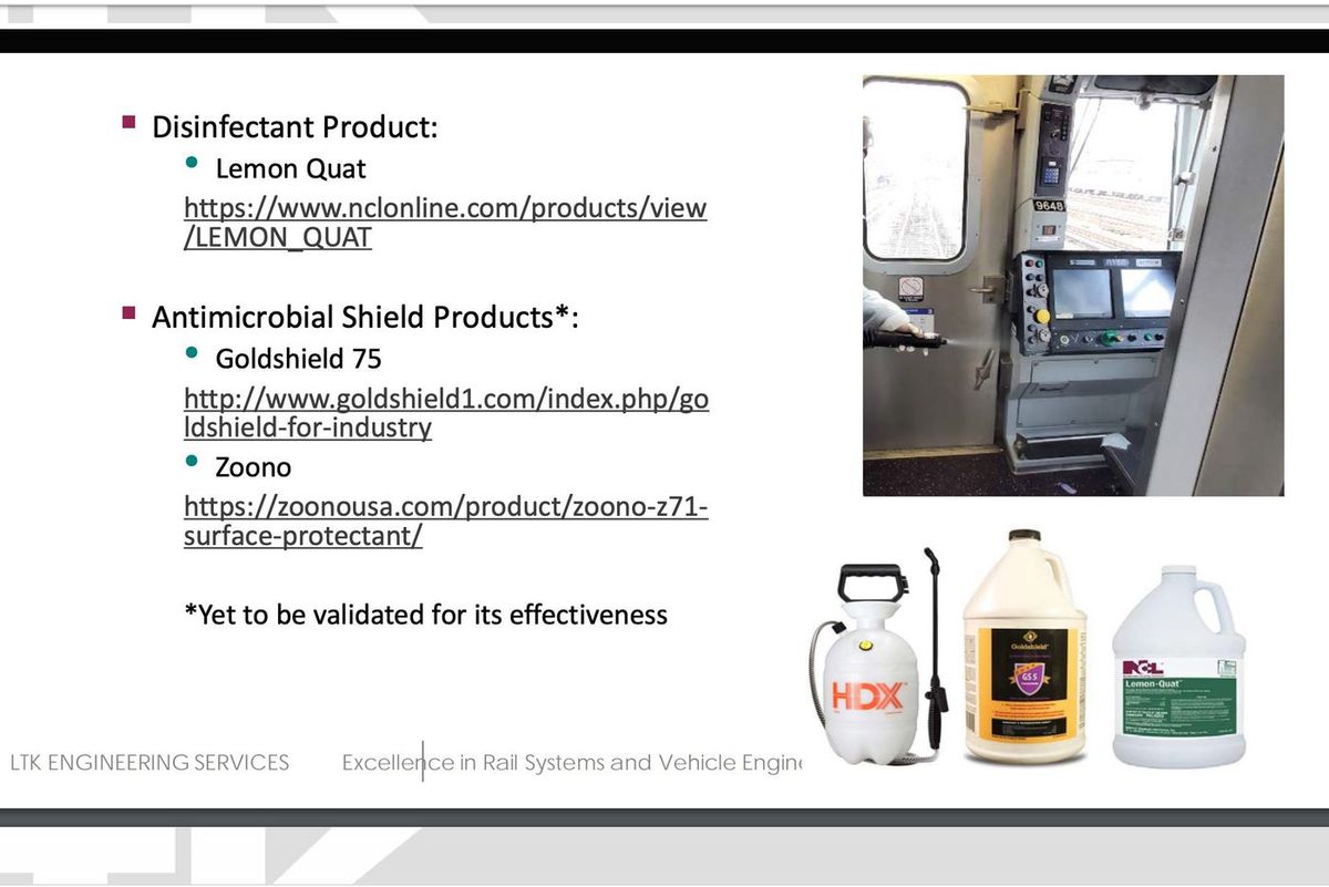 A presentation by the American Public Transportation Association lists Goldshield 75 as a potential disinfectant for public transit.