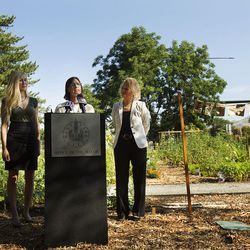 Ashley Patterson, executive director of Wasatch Community Gardens, speaks at the Liberty Wells Community Garden on 1700 South and 700 East in Salt Lake City on Tuesday, Aug. 30, 2016. The community garden provides plots for 44 gardeners.