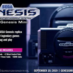Sega Genesis Mini, launching Sept. 19, 2019.