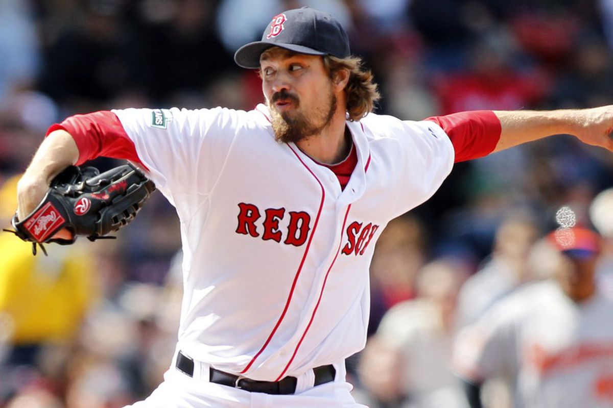 Boston, MA, USA; Boston Red Sox pitcher Andrew Miller (30) delivers a pitch during the fifth inning against the Baltimore Orioles at Fenway Park.  Mandatory Credit: Greg M. Cooper-US PRESSWIRE