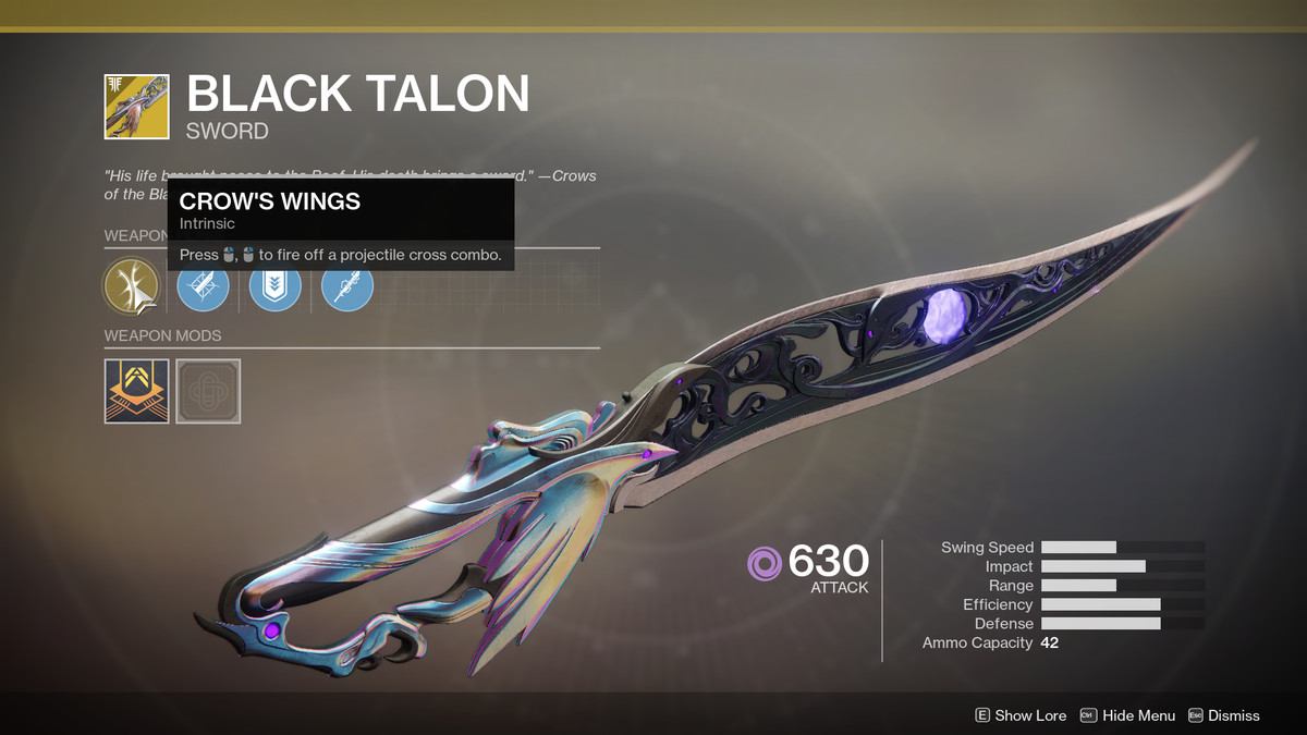 Black Talon Exotic Destiny 2