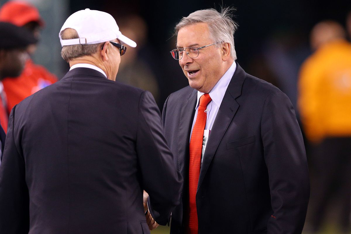 Terry Pegula shaking hands with a man who could be involved with MSG, we suppose.