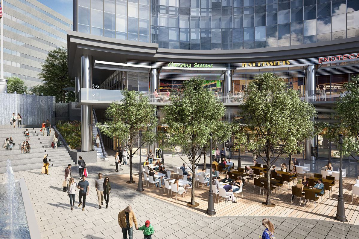 a rendering of the proposed mixed-use community retail space