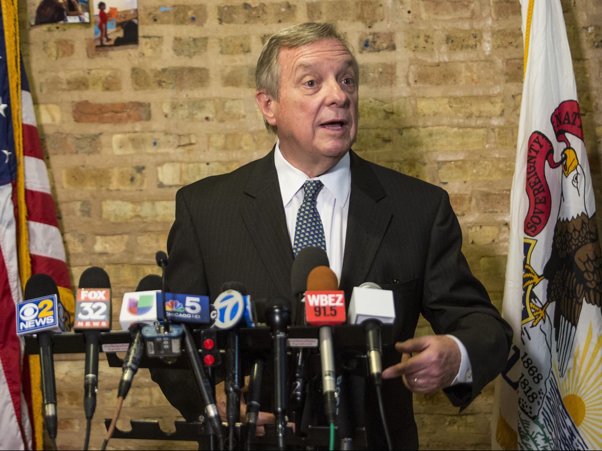 Sen. Dick Durbin holds a news conference Friday morning after meeting children detained in Chicago as part of the Trump administration’s decision to separate children from their immigrant parents | Ashlee Rezin/Sun-Times