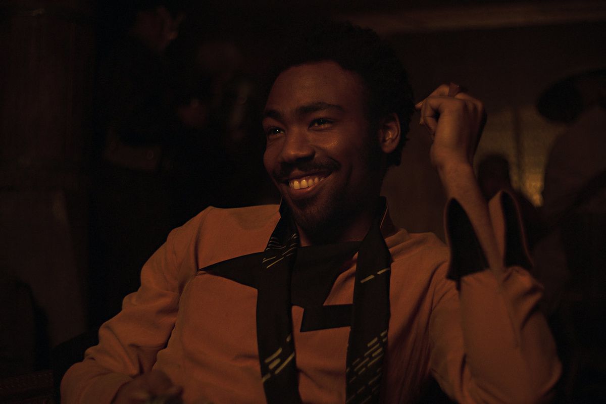Lando Calrissian smiling in Solo: A Star Wars Story