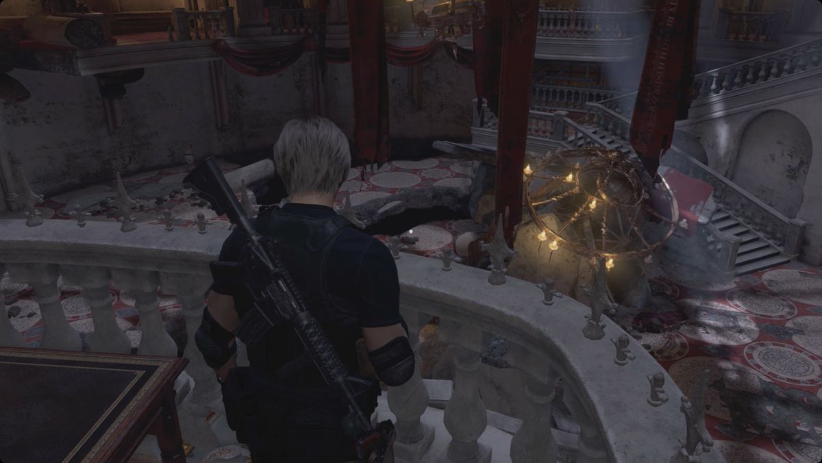 Resident Evil 4&nbsp;remake&nbsp;Leon entering the Ballroom