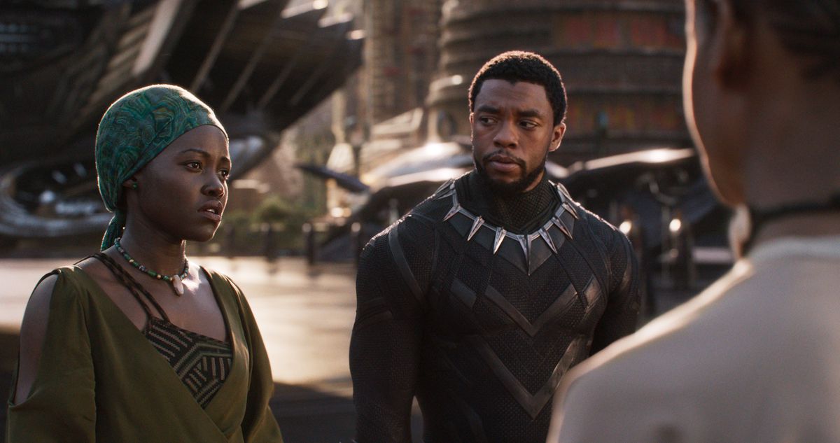 Marvel Studios' BLACK PANTHER..L to R: Nakia (Lupita Nyong'o), T'Challa / Black Panther (Chadwick Boseman)
