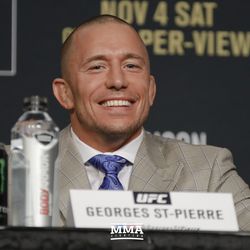 GSP has a laugh at UFC 217 press conference.