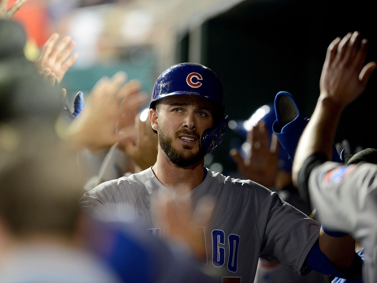 Kris Bryant after hitting a home run in the seventh — the first of three in the final three innings of the Cubs’ 14-6 win over the Nationals.