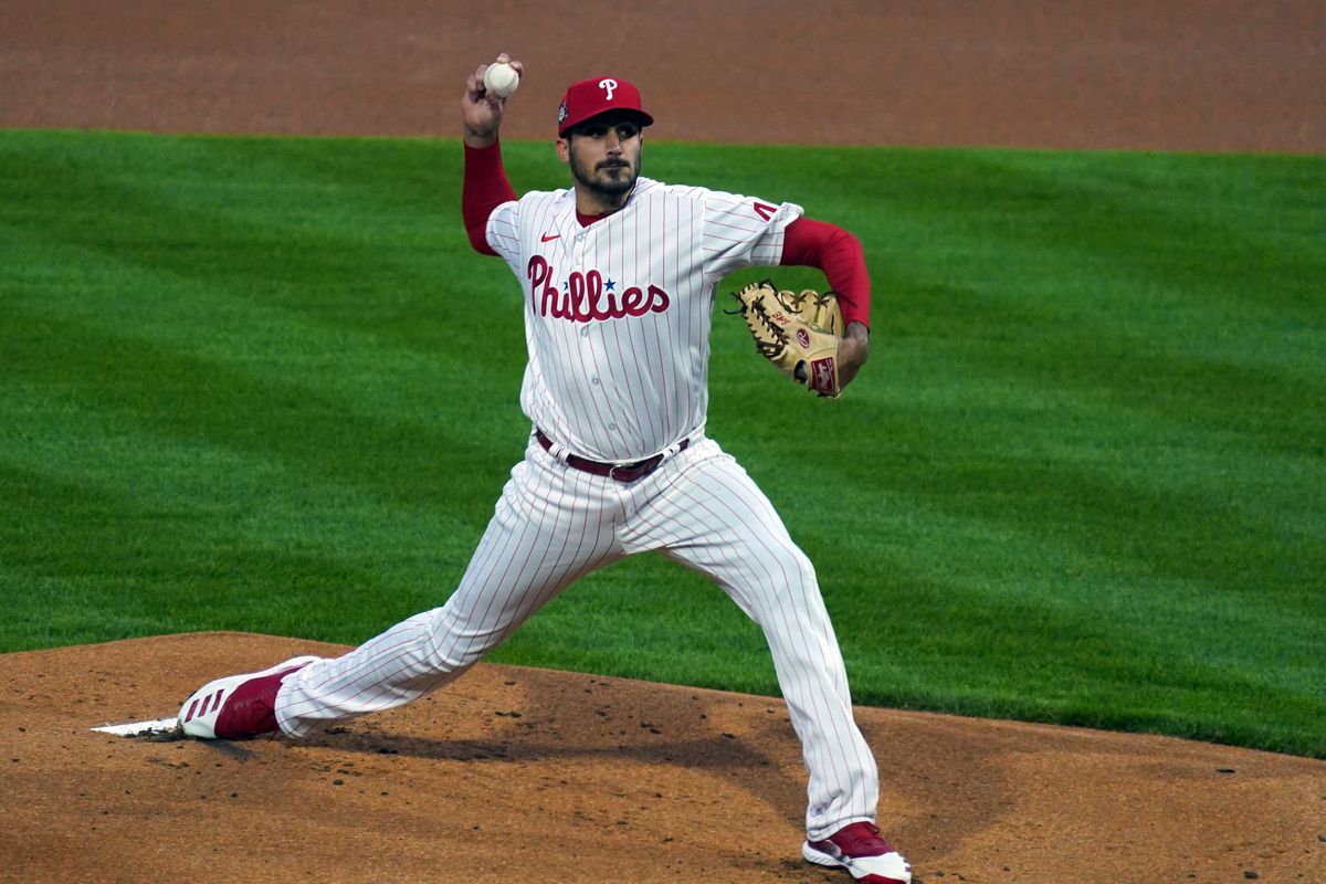 Philadelphia Phillies starting pitcher Zach Eflin pitches in the first inning against the St. Louis Cardinals at Citizens Bank Park.