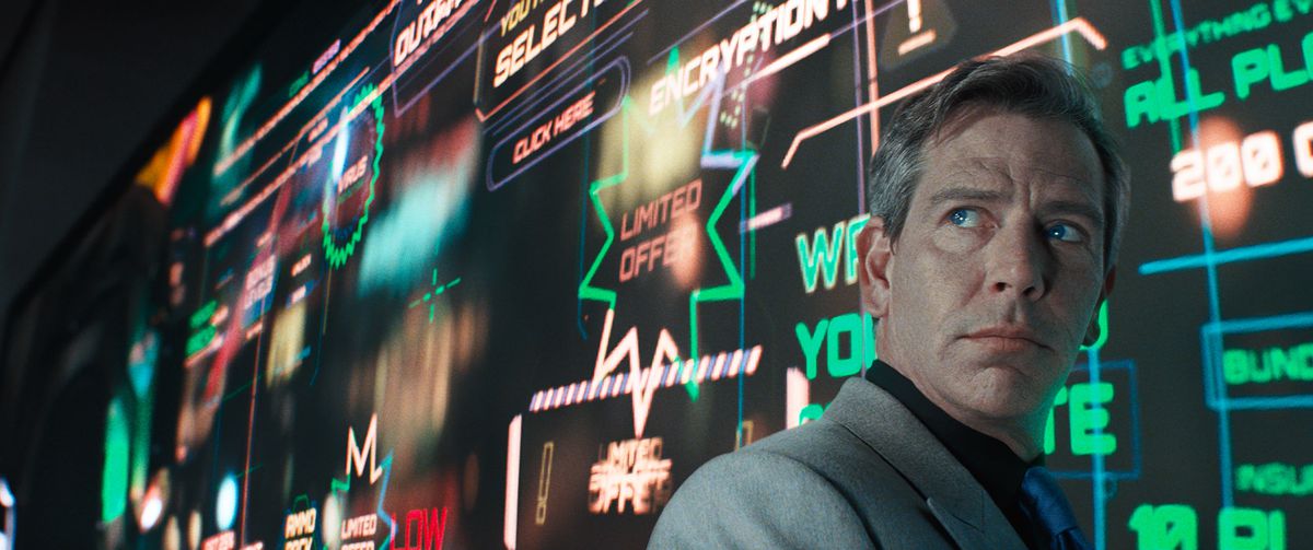 BEN MENDELSOHN as Nolan Sorrento in Warner Bros. Pictures’, Amblin Entertainment’s and Village Roadshow Pictures’ action adventure “READY PLAYER ONE,” a Warner Bros. Pictures release.