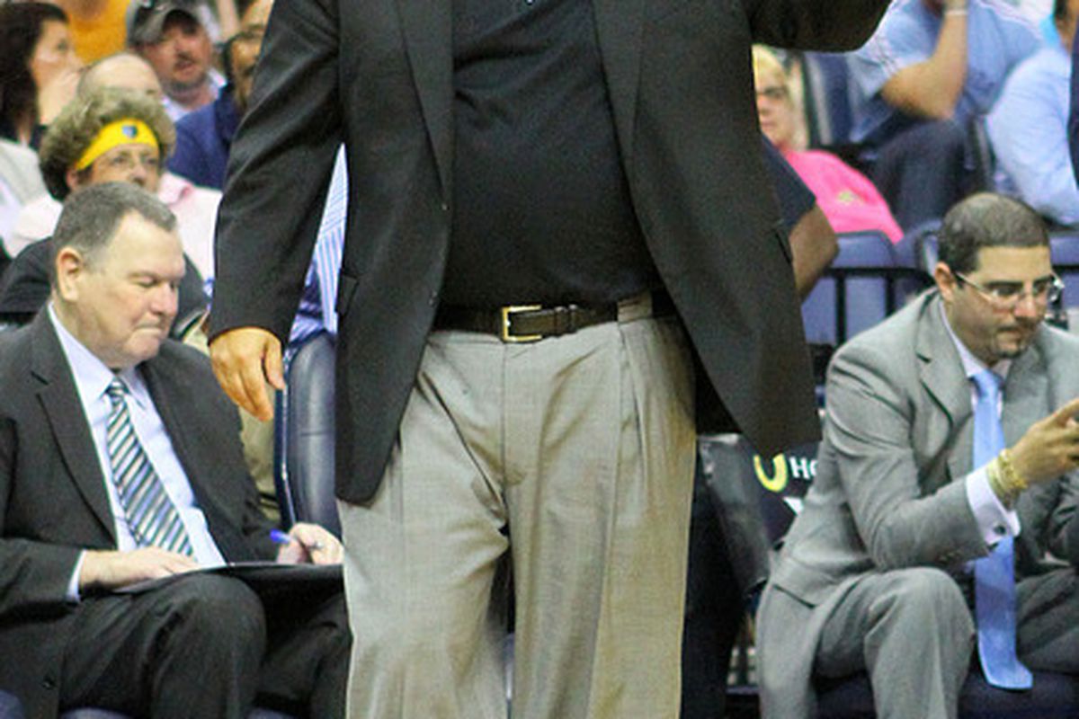 Apr 26, 2012; Memphis, TN, USA;  Orlando Magic head coach Stan Van Gundy during the first half against the Memphis Grizzlies at the FedEx Forum.  Mandatory Credit: Spruce Derden-US PRESSWIRE