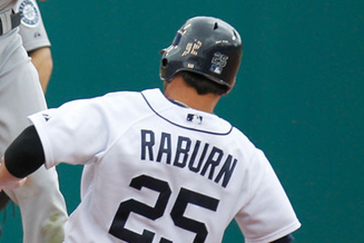 Ryan Raburn takes in a little scenery in this game against the Mariners.