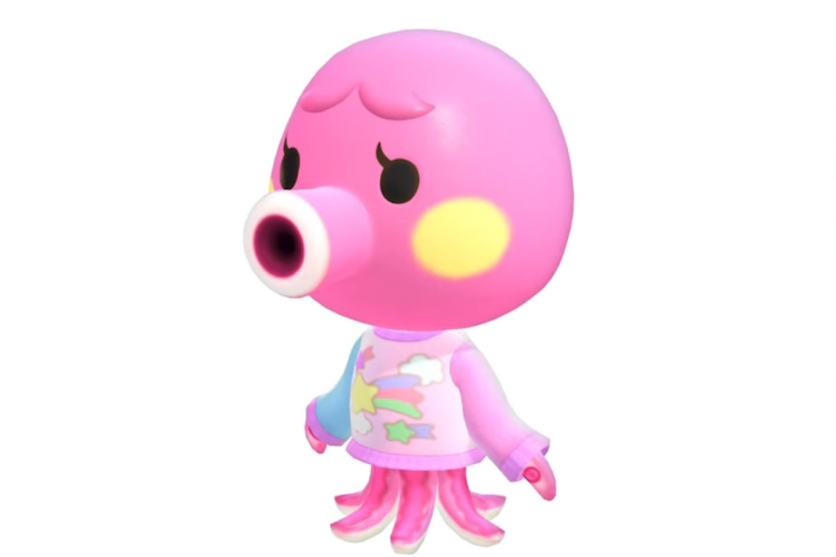 Marina the octopus from Animal Crossing: New Horizon’s render, which shows her in an adorable pastel sweater