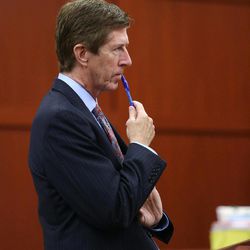 Defense attorney Mark O'Mara questions a potential juror in Seminole circuit court on the fourth day of George Zimmerman's trial, in Sanford, Fla., Thursday, June 13, 2013. Zimmerman has been charged with second-degree murder for the 2012 shooting death of Trayvon Martin.