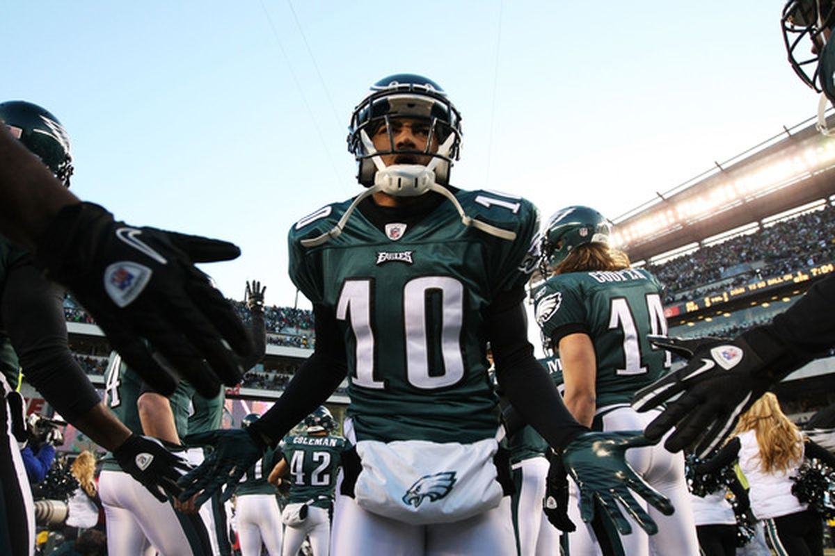 With the light of the entire sports world shining on Eagles training camp, you didn't think DeSean Jackson wasn't going to get himself there did you?  (Photo by Al Bello/Getty Images)