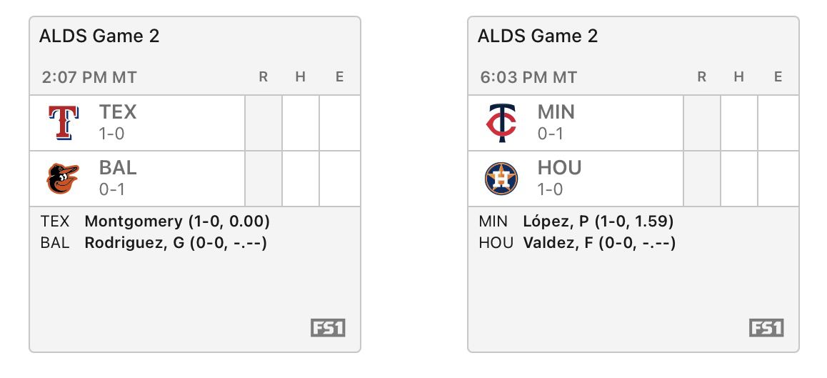 This graphic shows the two ALDS that will be played on Sunday. 