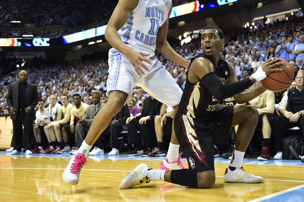 Brice Johnson cut off Xavier Rathan-Mayes here, but the Florida State freshman still scored 35 against UNC.