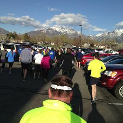 Runners gathered at Wasatch Running Center in Sandy Monday night to run and raise money for the victims of the Boston Marathon bombings.