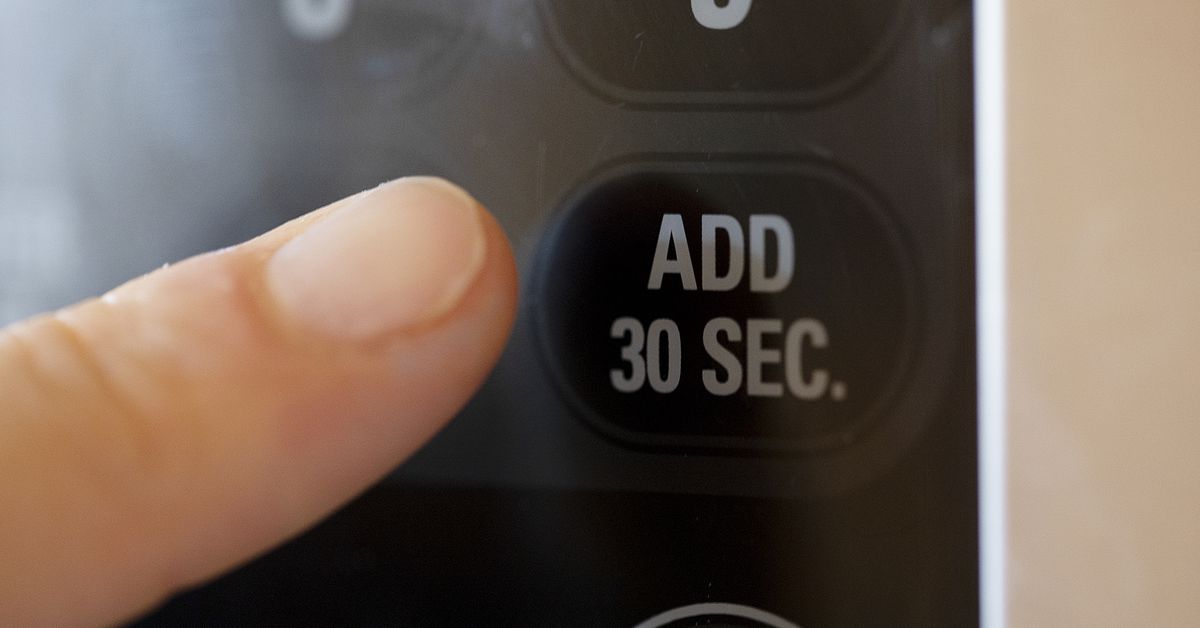 The microwave’s ‘add 30 seconds’ button offers an escape from cold digital precision