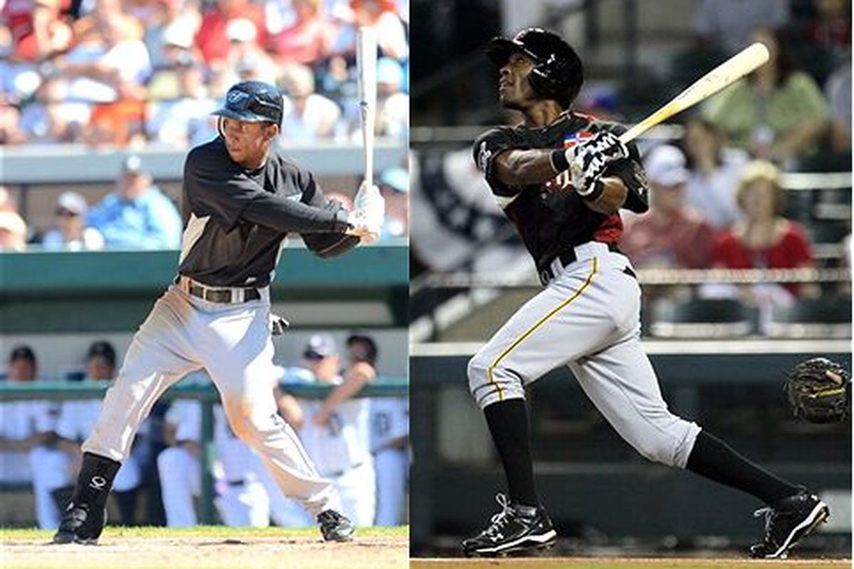 Toronto Blue Jays outfielder Anthony Gose (left) and Pittsburgh Pirates outfielder Starling Marte (right). (Photos by Mark Cunningham [Gose] and Jeff Gross [Marte], Courtesy of Getty Images)