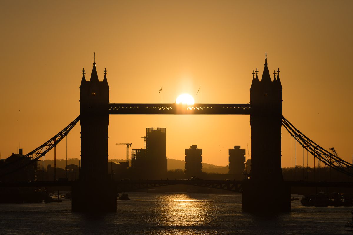 Sunrise Behind Tower Bridge In London