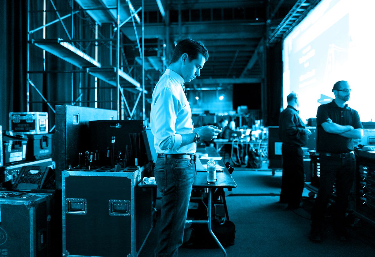 Jack Dorsey waits backstage at TechCrunch Disrupt SF 2012&nbsp;