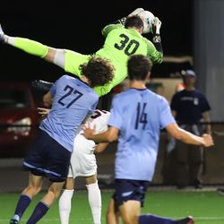 The Columbia Lions take on the UConn Huskies in a men’s college soccer game at Dillon Stadium in Hartford, CT on September 20, 2019.