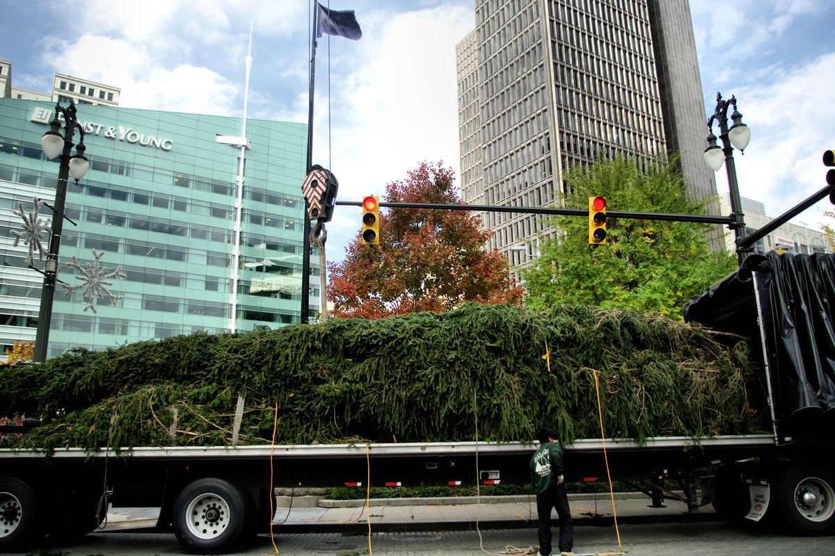Photos via <a href="http://www.campusmartiuspark.org/news_and_media/DOWNTOWN-DETROIT-S-2015-CHRISTMAS-TREE-TO-ARRIVE-ON-WEDNESDAY-NOVEMBER-4"> Campus Martius Park</a><br>